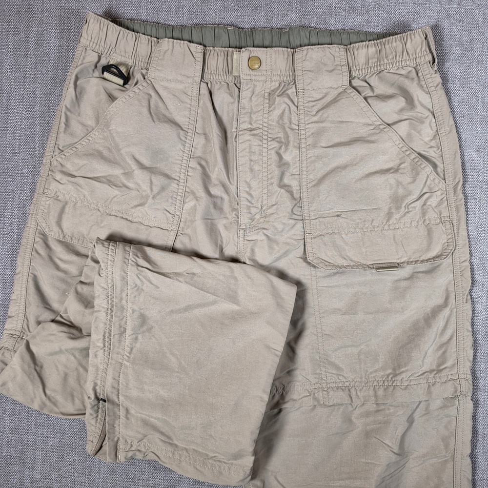 L.L. Bean Convertible Hiking Pants Men 34/32 Tan Zip Off Ankle Cargo Outdoor